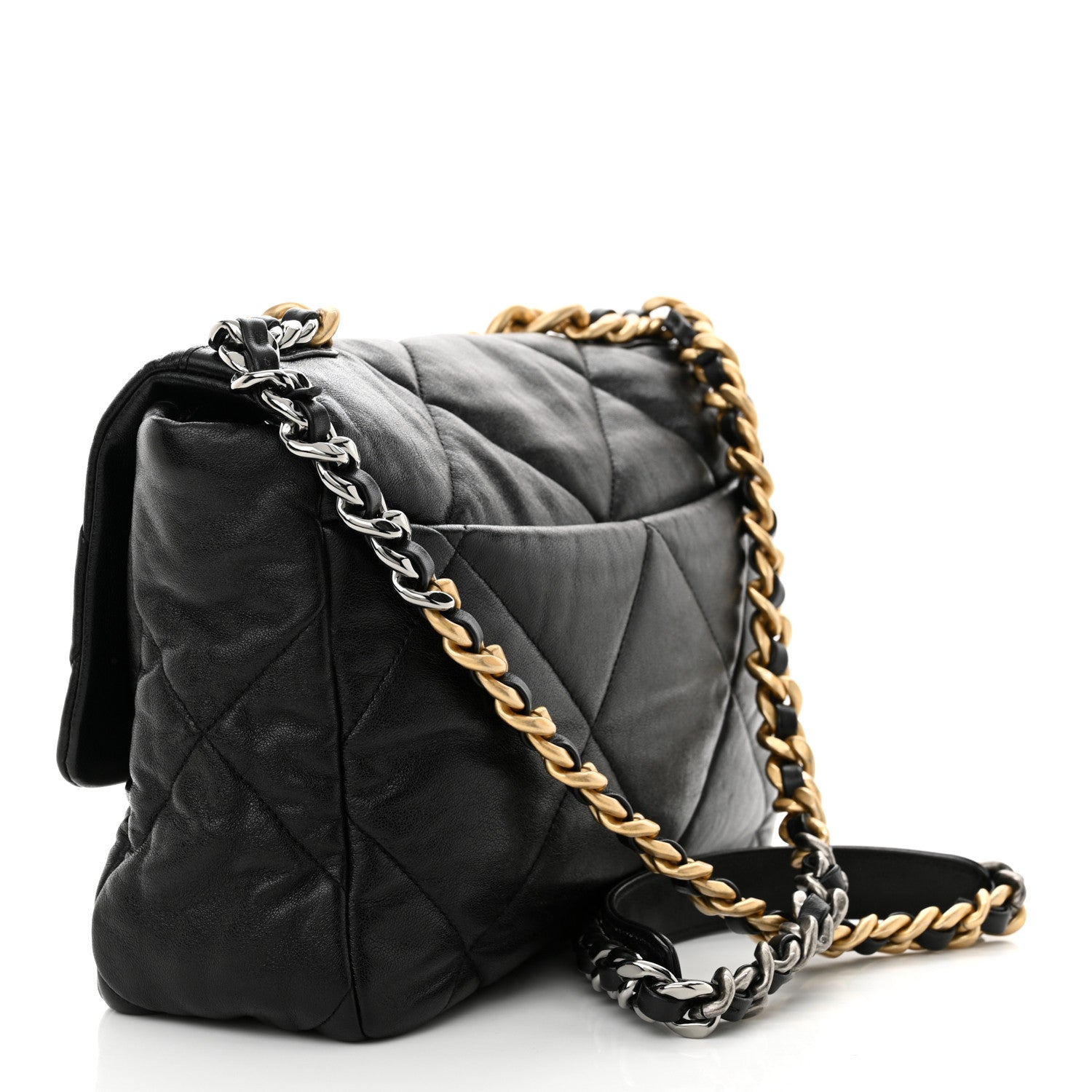 Chanel Shiny Goatskin Quilted Large Chanel 19 Flap Black 3 of 11