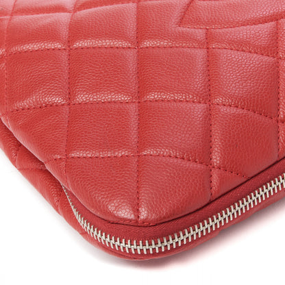 Chanel Caviar Quilted Expandable Zip Shoulder Bag Red 6 of 10