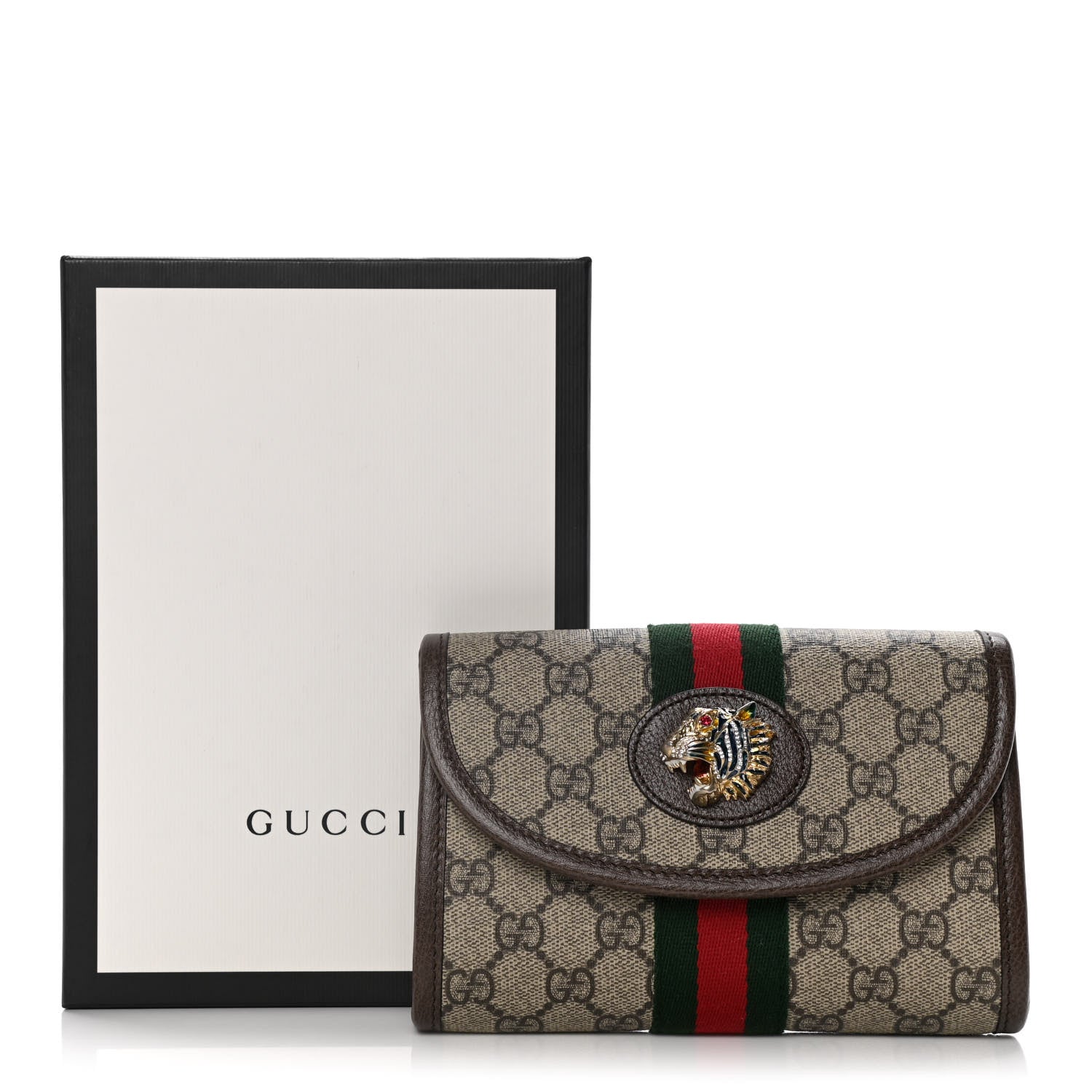 Gucci GG Supreme Monogram Web Mini Rajah Slim Flap Shoulder Bag Beige New Acero 9 of 9