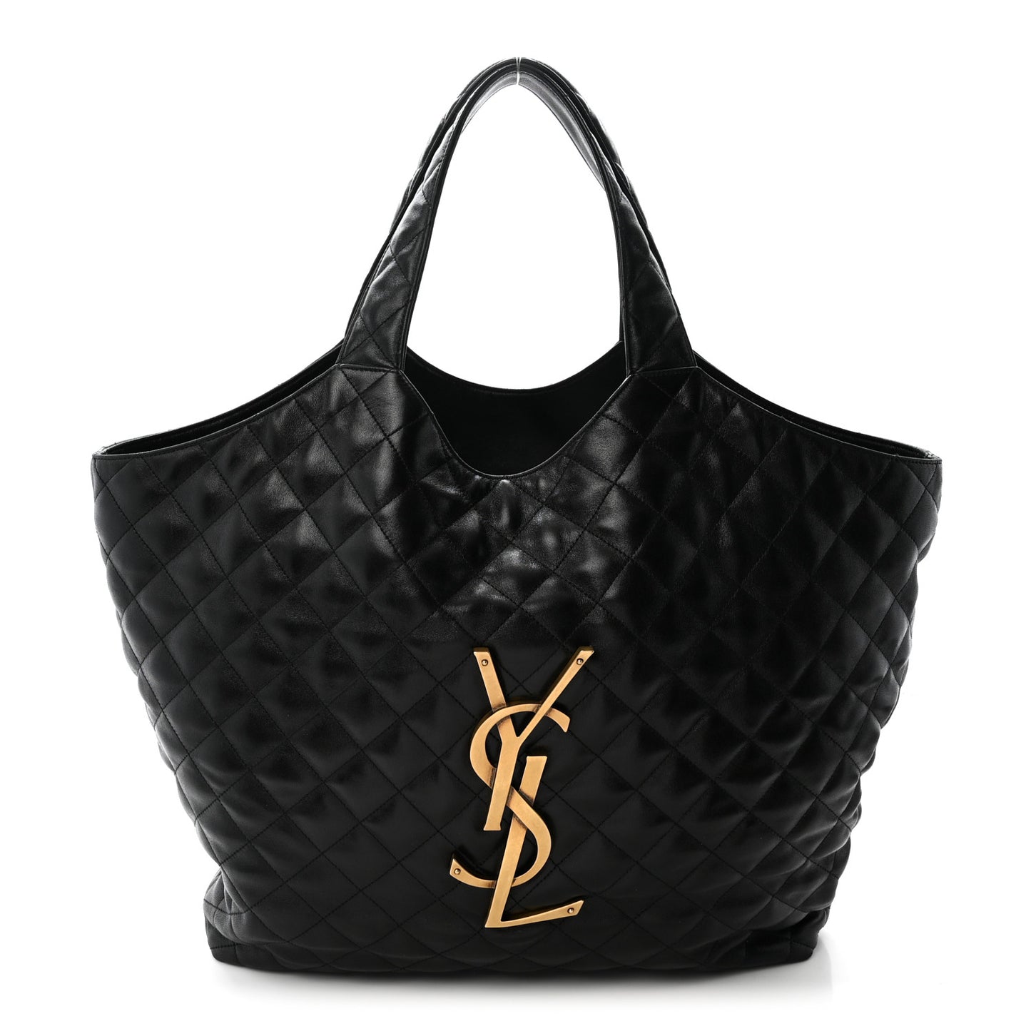 Lambskin Quilted Maxi Icare Shopping Tote Black
