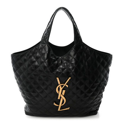 Saint Laurent Lambskin Quilted Maxi Icare Shopping Tote Black 1 of 11