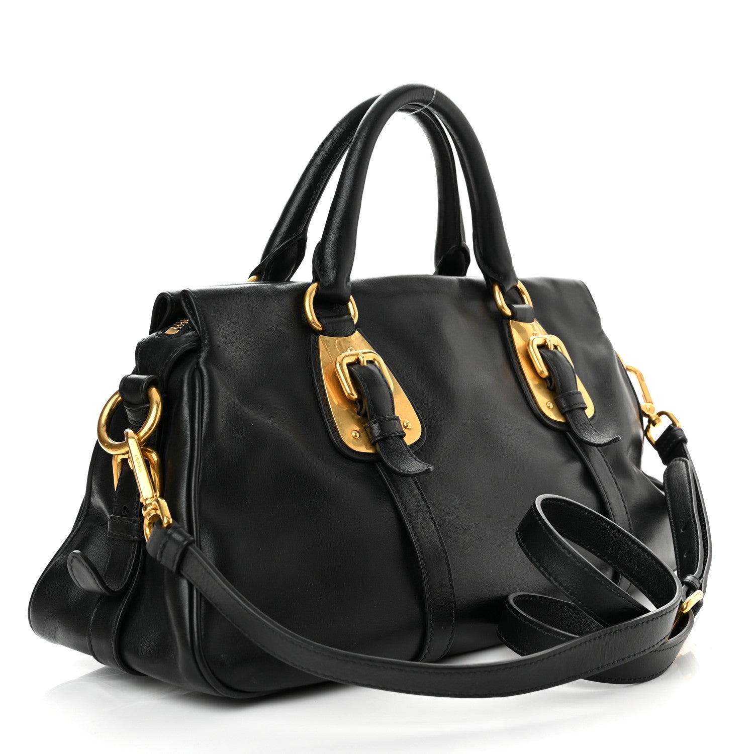 Prada Soft Calf Shopping Satchel Black 2 of 10