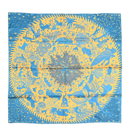 Hermes Silk Sous Le Charme d'Orphee Double Face Scarf 90 Marine Creme Vert 1 of 7