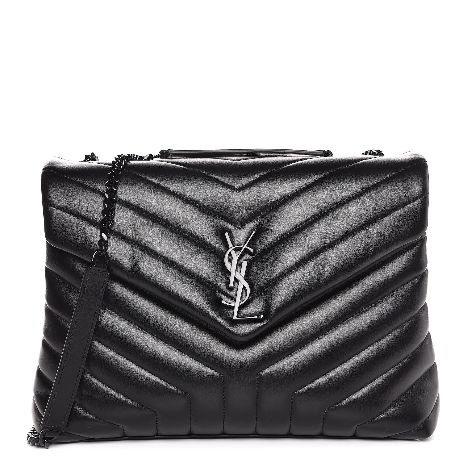 Saint Laurent Calfskin Y Quilted Monogram Medium Loulou Chain Satchel Black 1 of 7