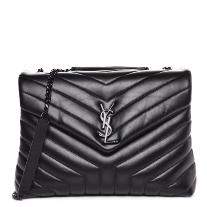 Saint Laurent Calfskin Y Quilted Monogram Medium Loulou Chain Satchel Black 1 of 7