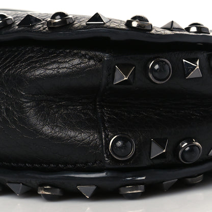 Valentino Garavani Pebbled Calfskin Onyx Medium Rockstud Rolling Flap Saddle Bag Black 9 of 9