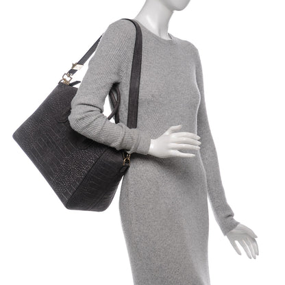 Givenchy Nubuck Crocodile Embossed Medium Antigona Dark Grey 2 of 6