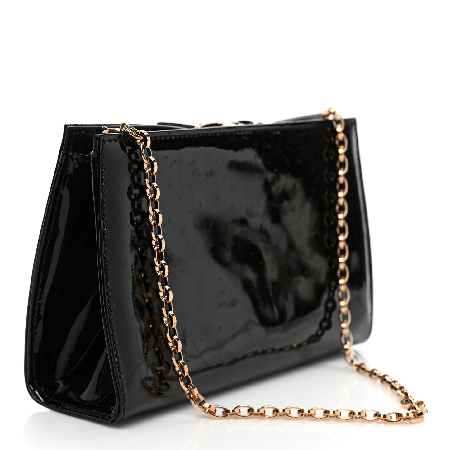 Patent Vara Bow Shoulder Bag Black