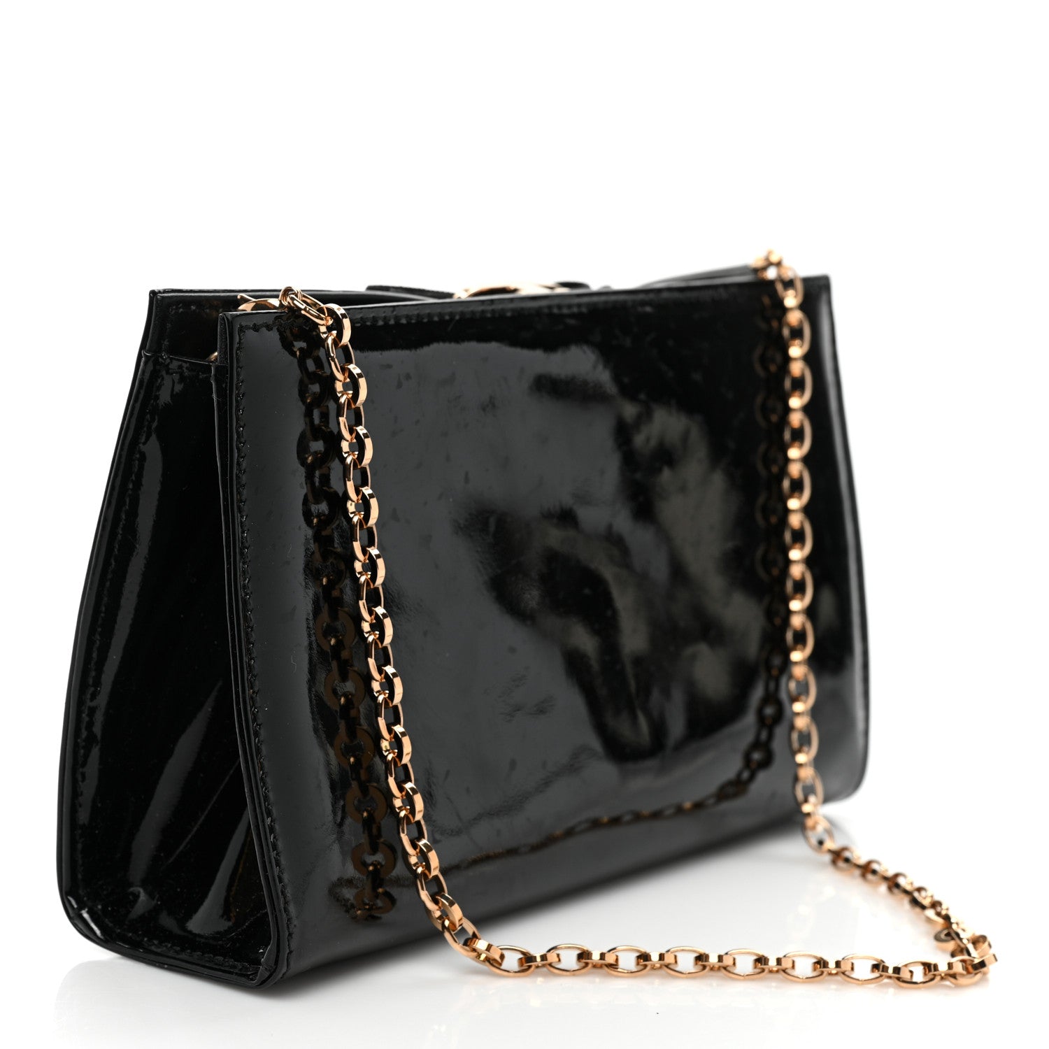 Salvatore Ferragamo Patent Vara Bow Shoulder Bag Black 3 of 8
