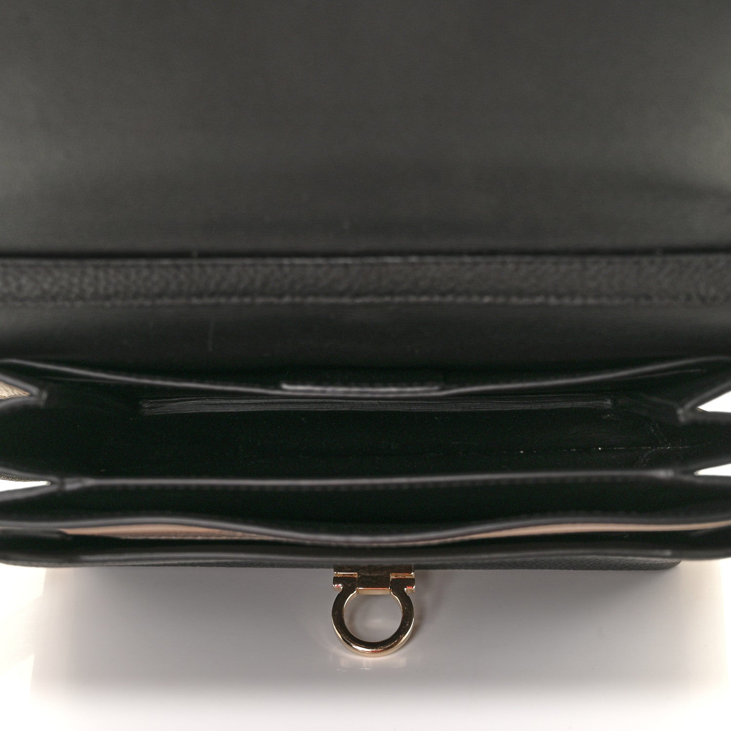Salvatore Ferragamo Grained Calfskin Trifolio Flap Bag Dune Bone 5 of 10