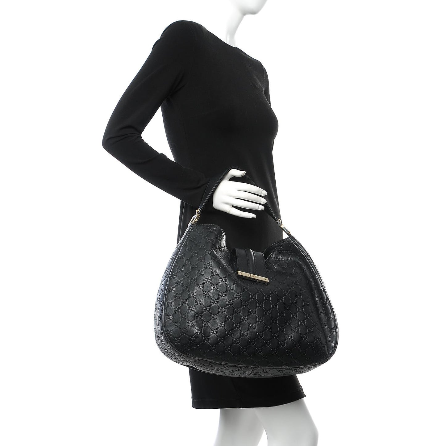 Guccissima Large New Ladies Web Hobo Black