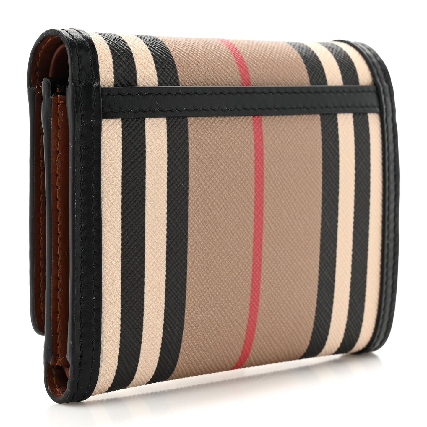 E-Canvas Icon Stripe Small Folding Wallet Archive Beige
