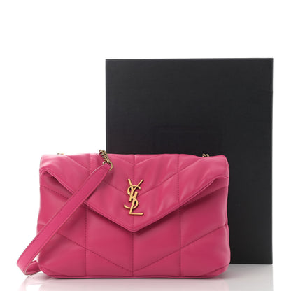 Saint Laurent Lambskin Quilted Toy Loulou Puffer Monogram Chain Satchel Bubblegum 14 of 14