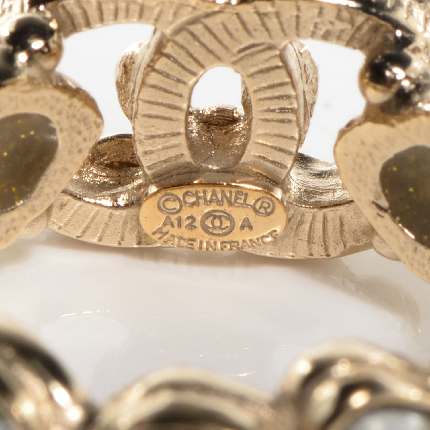 Chanel Poured Glass CC Ring 6 Gold 4 of 5