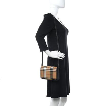 Burberry House Check Tartan Mix Hampshire Crossbody Antique Yellow Black 2 of 9