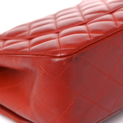 Chanel Caviar Quilted Jumbo Double Flap Red 9 of 24