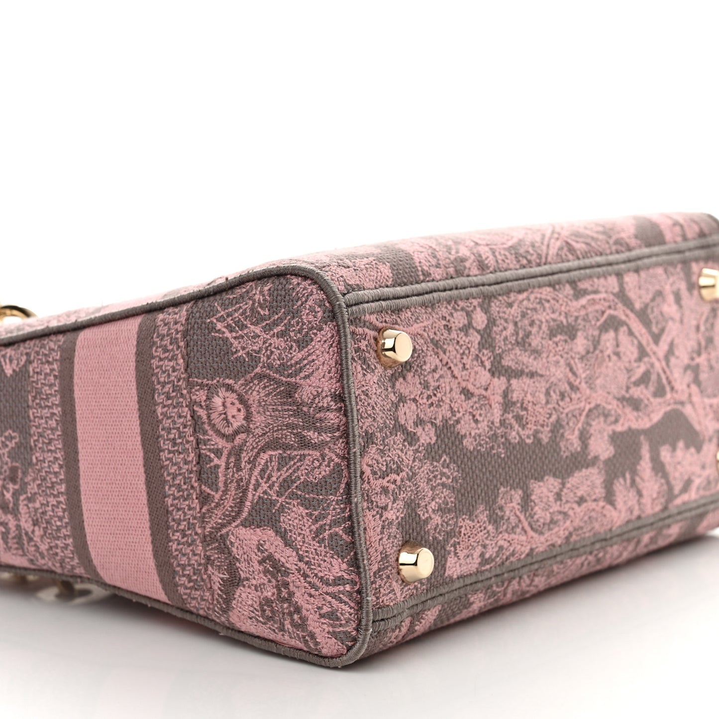 Canvas Toile De Jouy Embroidered Medium Lady D-Lite Gray Pink