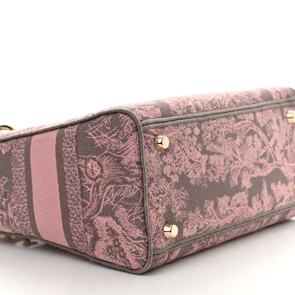 Christian Dior Canvas Toile De Jouy Embroidered Medium Lady D-Lite Gray Pink 5 of 13