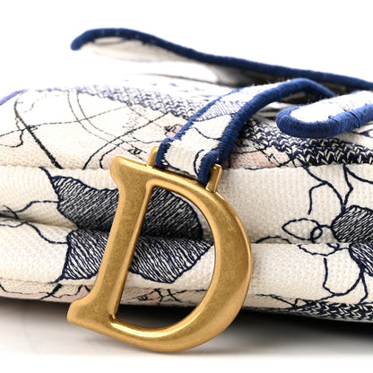 Christian Dior Canvas Embroidered Around the World Saddle Bag Blue 10 of 11