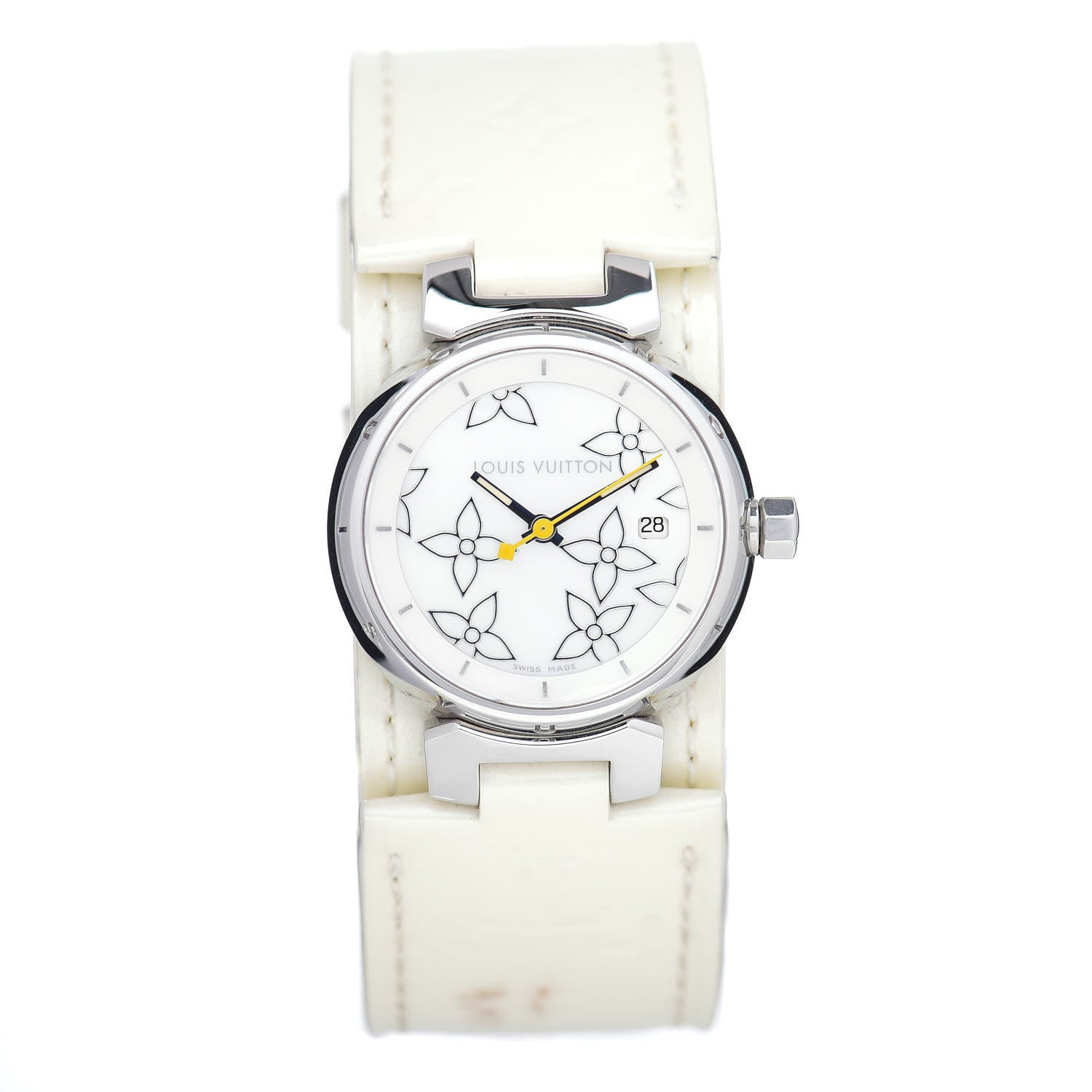 Louis Vuitton Stainless Steel Vernis Mother of Pearl 28mm Tambour Quartz Watch 1 of 5