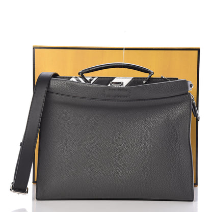 Fendi Calfskin FF Inlay Large Peekaboo Iconic Fit Satchel Asfalto 13 of 13
