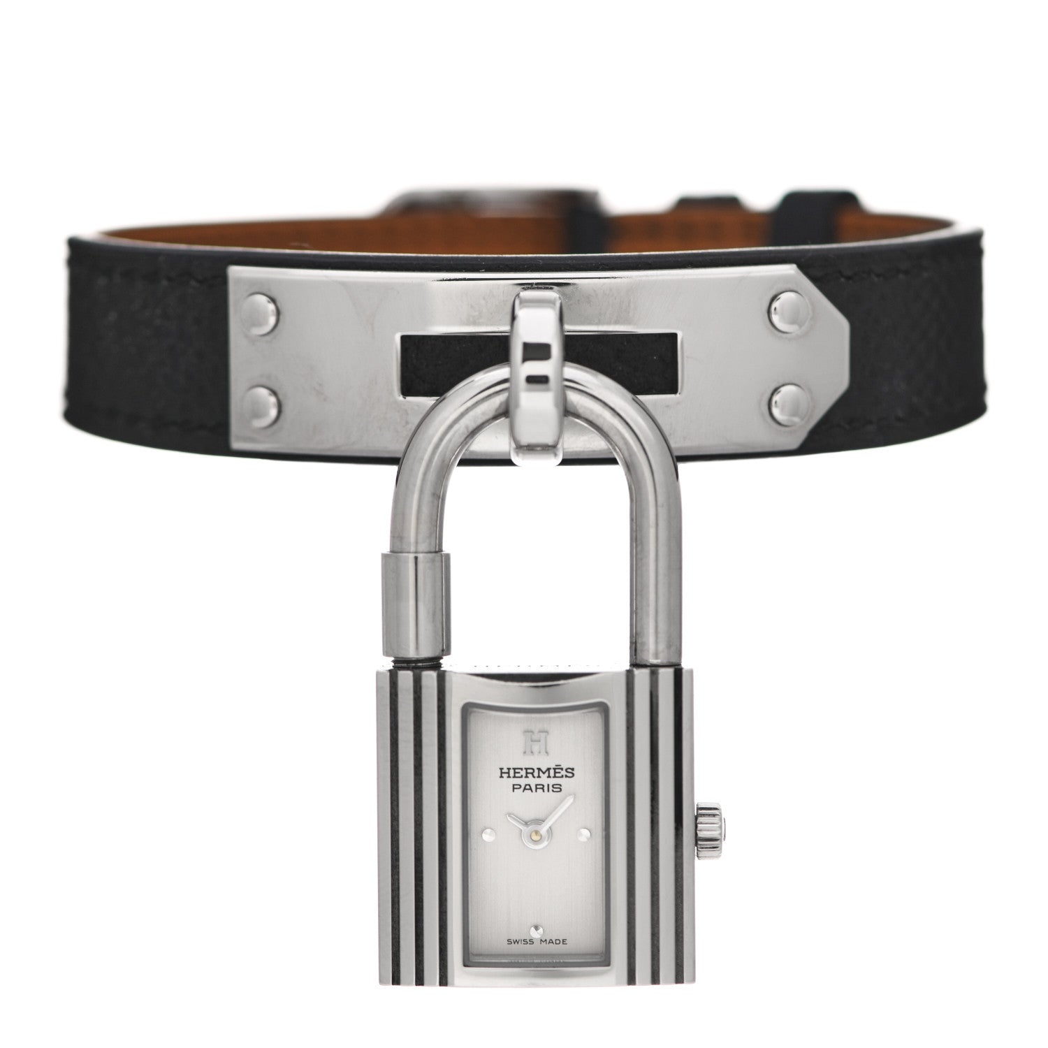 Hermes Stainless Steel Epsom 20mm Kelly Cadena Quartz Watch Noir 1 of 5