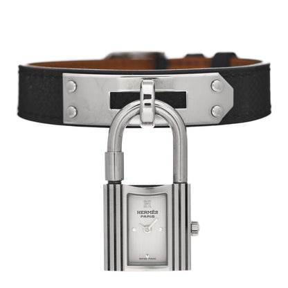 Hermes Stainless Steel Epsom 20mm Kelly Cadena Quartz Watch Noir 1 of 5