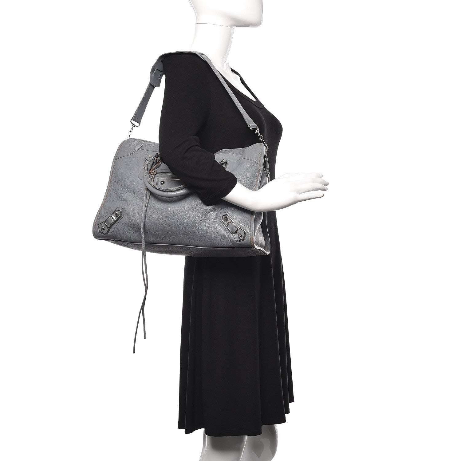 Balenciaga Chevre Silver Metallic Edge Hardware City Bleu Acier 2 of 27
