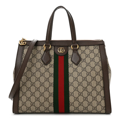 Gucci GG Supreme Monogram Web Medium Ophidia Tote Bag Brown 1 of 12