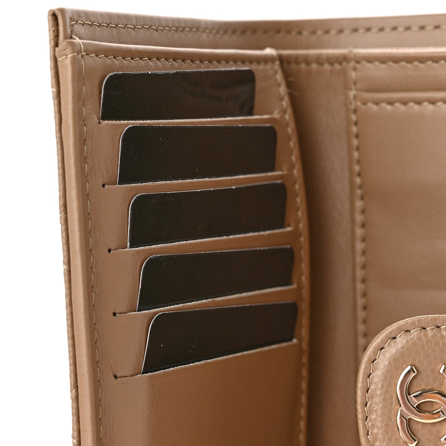 Caviar Quilted Medium Flap Wallet Beige