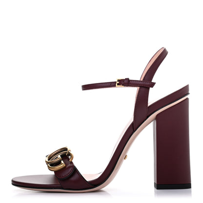 Gucci Lifford Calfskin GG Marmont Ankle Wrap 105mm Sandals 37.5 Vintage Bordeaux 1 of 4