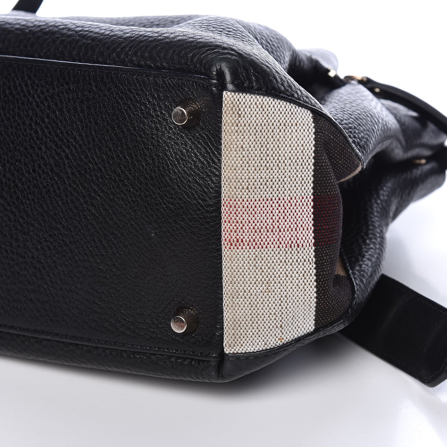 Burberry Grainy Calfskin House Check Small Maidstone Black 12 of 13
