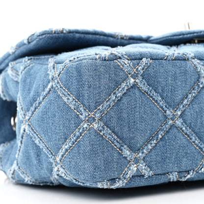 Chanel Denim Quilted Medium Distressed Single Flap Blue 9 of 11