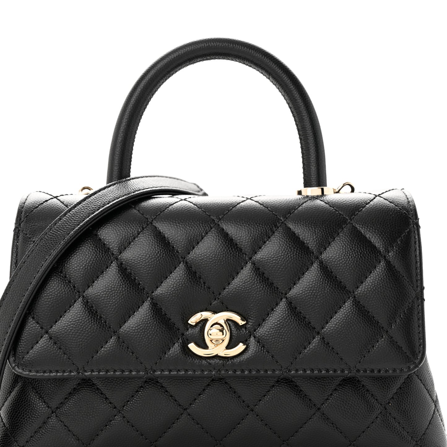 Caviar Quilted Mini Coco Handle Flap Black