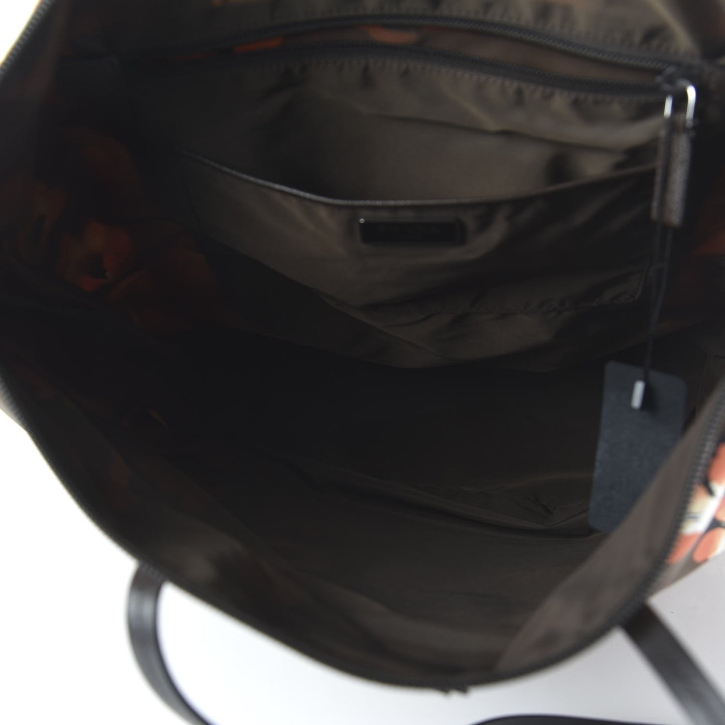 Nylon Tessuto Stampato Saffiano Floral Print Tote Cacao