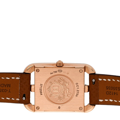 Hermes 18K Rose Gold Epsom Diamond Mother of Pearl 23mm Cape Cod Quartz Watch Gold 4 of 5
