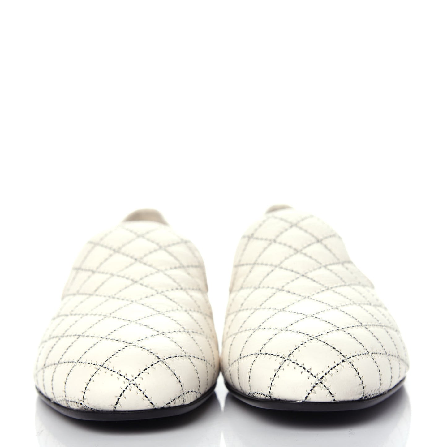 Calfskin Stitched CC Loafers 39 Ivory