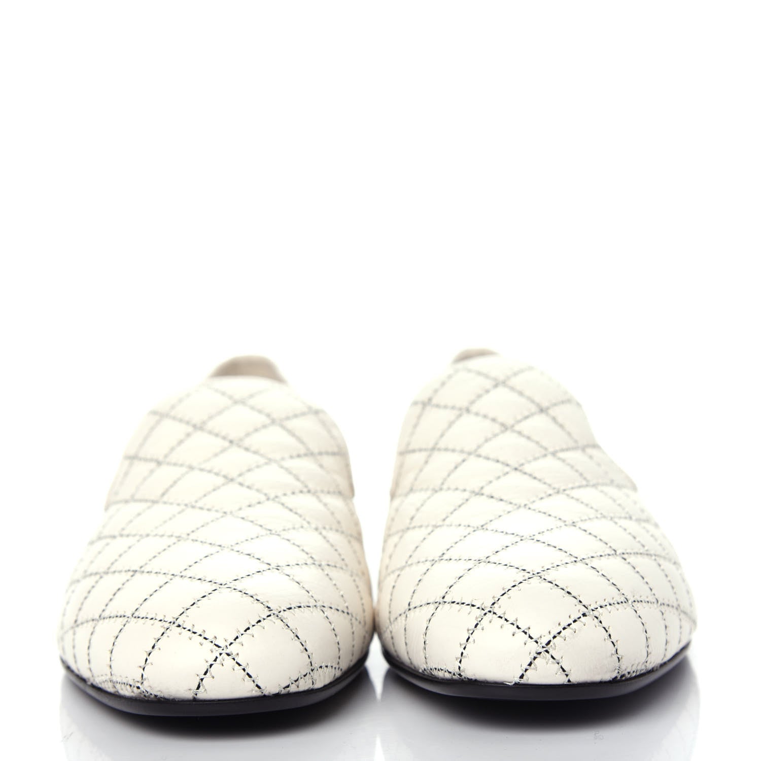 Chanel Calfskin Stitched CC Loafers 39 Ivory 2 of 11