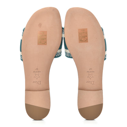 Christian Dior Cotton D-Stripes Embroidered Dway Mules Slide Sandals 37 Deep Ocean 5 of 11
