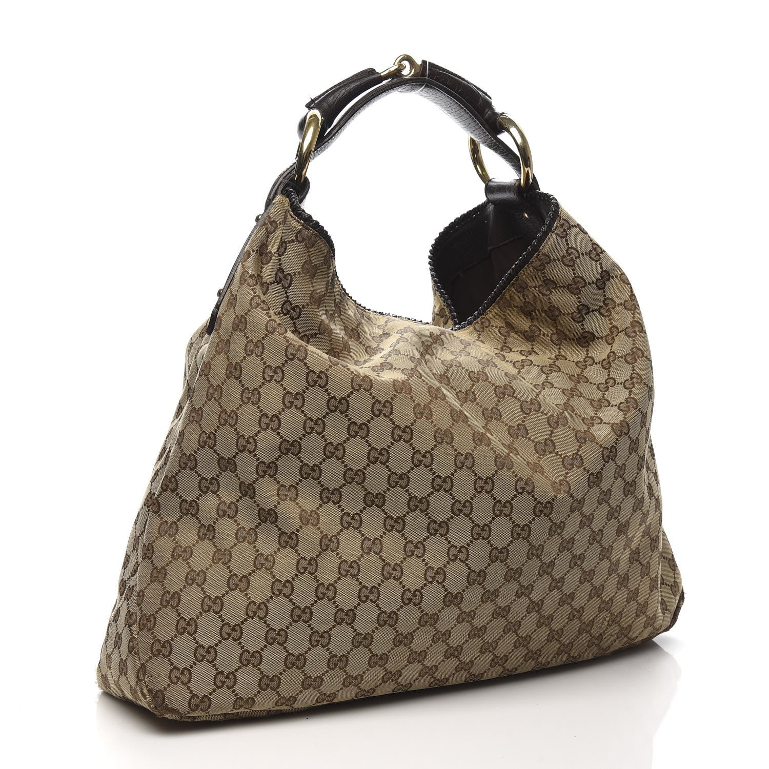 Gucci Monogram Large Horsebit Chain Hobo Dark Brown 3 of 12