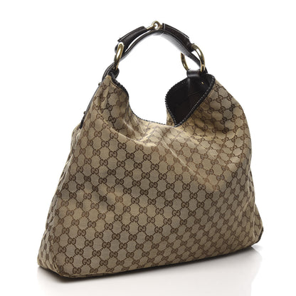 Gucci Monogram Large Horsebit Chain Hobo Dark Brown 3 of 12