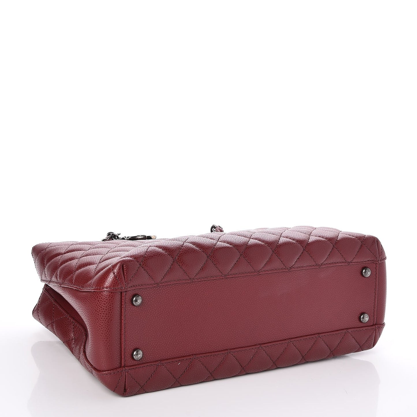 Caviar Quilted City Shopping Tote Dark Red