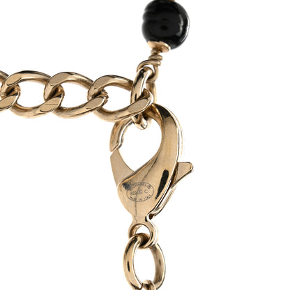 Chanel Pearl Bead Heart CC Long Necklace Gold Black 6 of 6