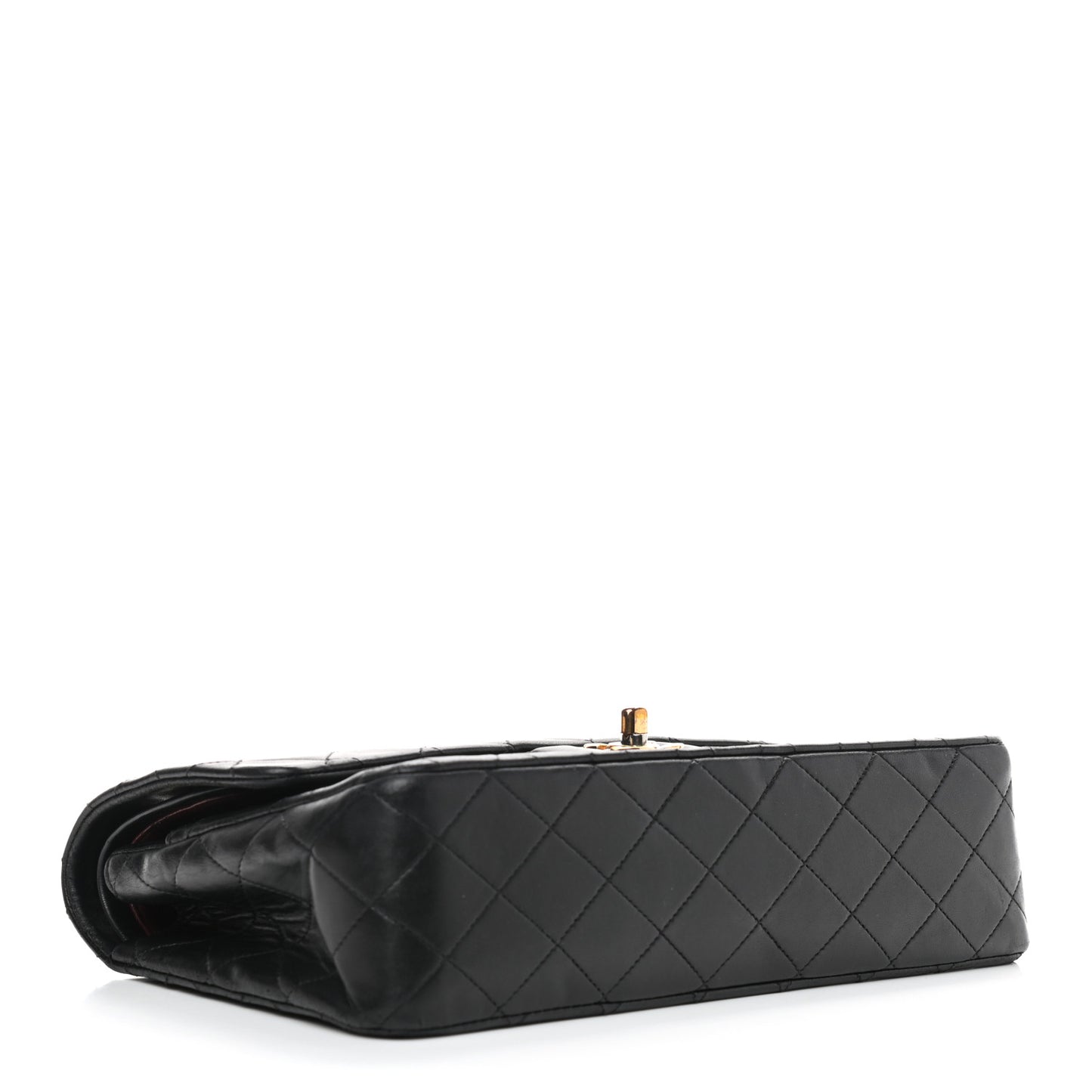 Lambskin Quilted Medium Double Flap Black