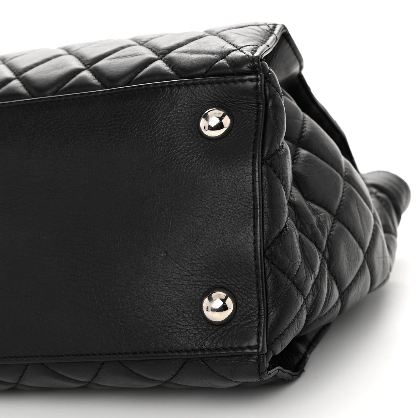 Calfskin Quilted Large Chic and Soft Shopping Tote Black
