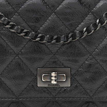 Chanel Distressed Patent Calfskin Quilted Reissue Wallet On Chain WOC Black 9 of 13