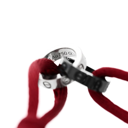 Cartier 18K White Gold Ceramic 4 Diamond LOVE Cord Bracelet Red 3 of 4