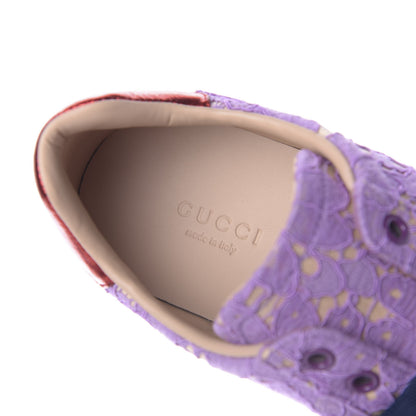 Gucci Lace Crystal Sylvie Web Flower Leaf Womens Ace Sneakers 36.5 Wisteria Perfect Pink 9 of 11