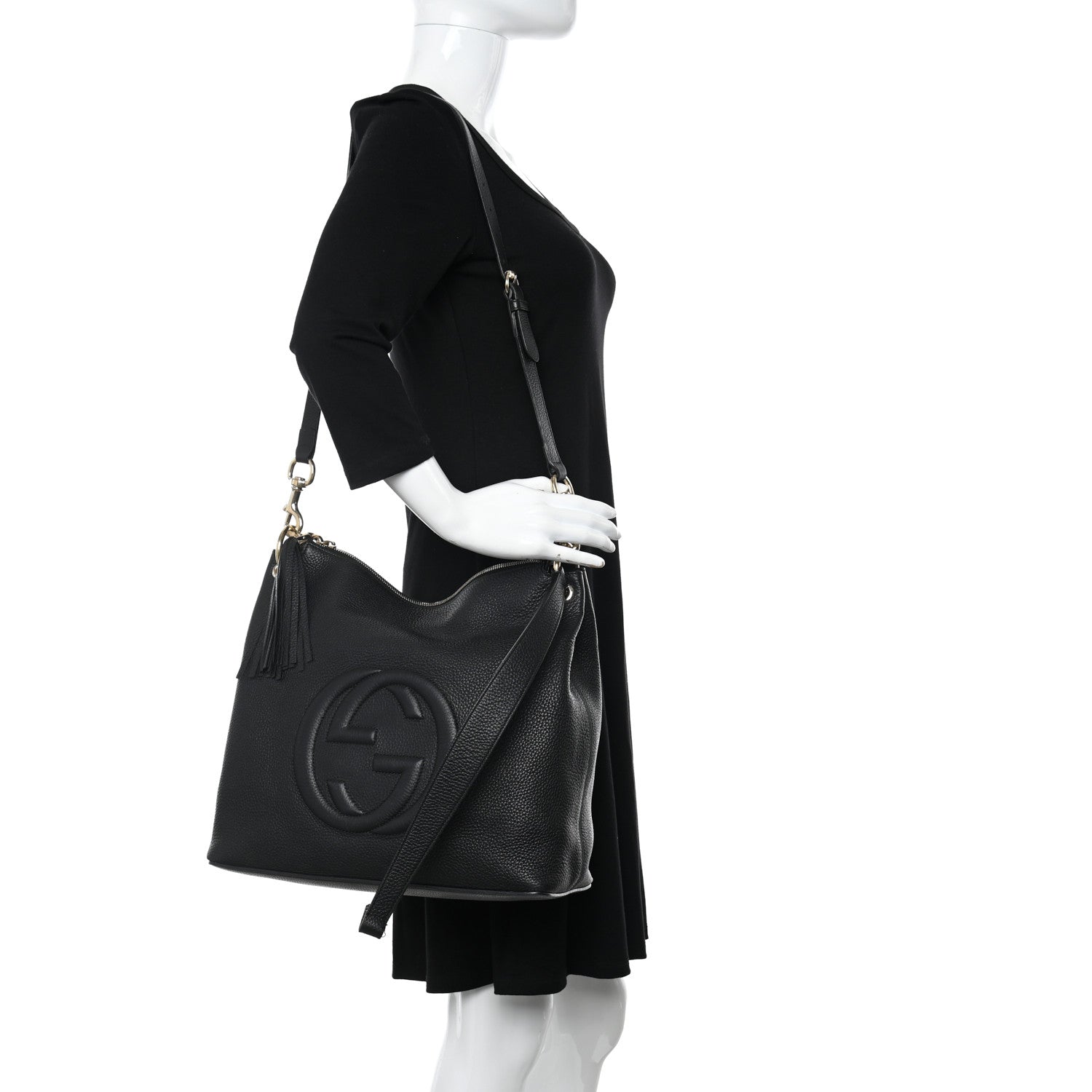 Gucci Pebbled Calfskin Large Soho Hobo Black 2 of 13