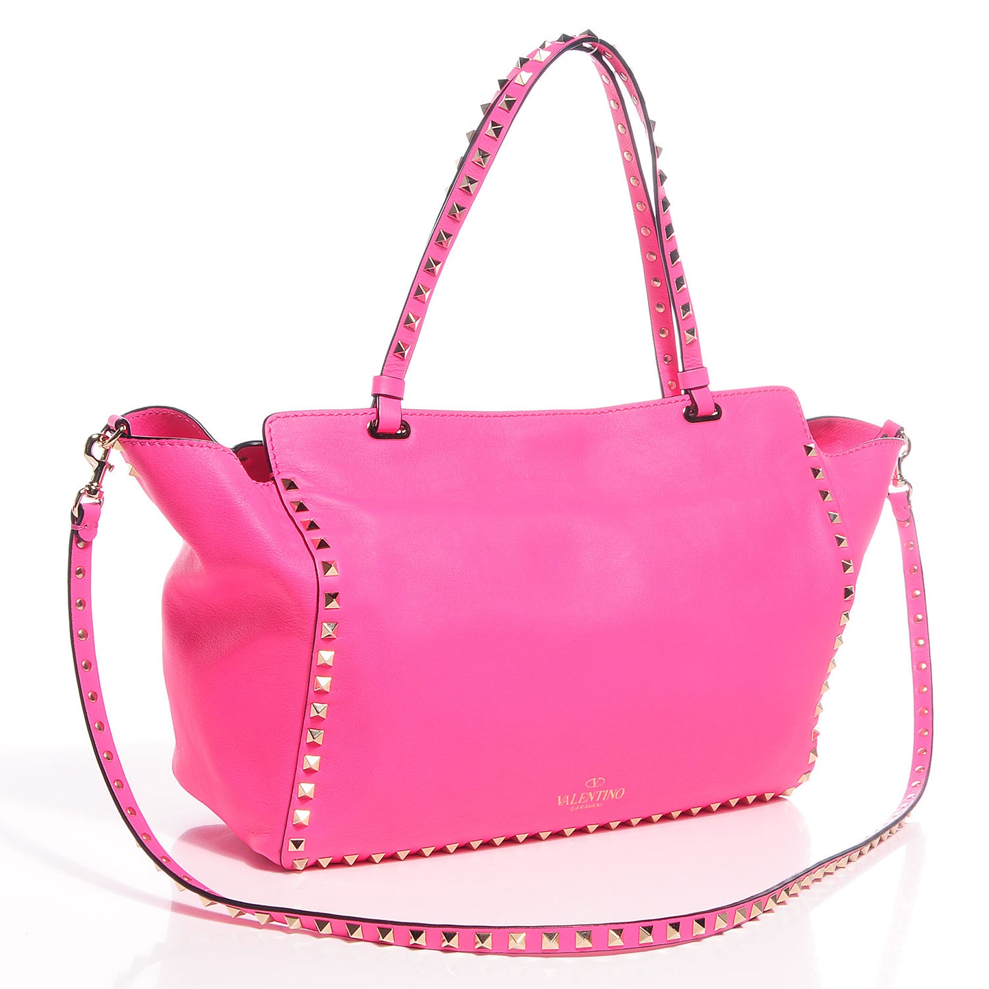 Vitello Medium Rockstud Tote Fuxia Fluo